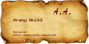 Arany Anikó névjegykártya